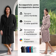 Carica l'immagine nel visualizzatore di Gallery, Caleffi - Accappatoio Uomo - Accappatoio Donna in Spugna di Cotone - Accappatoio Uomo Spugna Con Cappuccio - Accappatoio Piscina Palestra - Morbido e Assorbente, Asciugatura Rapida