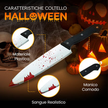 Carica l'immagine nel visualizzatore di Gallery, Coltello Finto Halloween con Sangue 2 Pezzi, Plastica 30 cm, Accessori