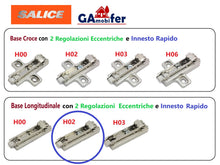 Carica l'immagine nel visualizzatore di Gallery, Base per Cerniere SALICE con Innesto e Sgancio Rapido. (Longitudinale, H02)