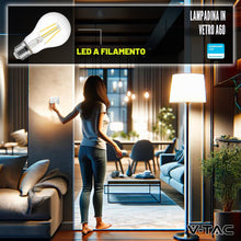 Carica l'immagine nel visualizzatore di Gallery, V-TAC 4x Lampadina LED Filamento attacco E27 - [Alta Efficienza 6W ] - A60-600 Lumen - (Equivalenti a 45W) - Lampadine a