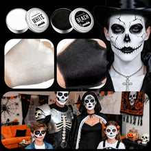 Carica l&#39;immagine nel visualizzatore di Gallery, Halloween Trucco Bianco e Nero, 50g x 2Pezzi Pittura del Viso Corpo, Trucca Bimbi Viso, Truccabimbi, Impermeabile e di Lunga Durata, Adatto per il Trucco Teatrale, Halloween, Carnevale