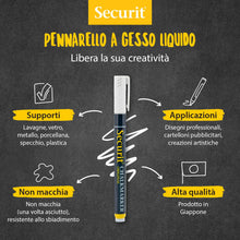 Carica l'immagine nel visualizzatore di Gallery, SECURIT - Pennarello A Gesso Liquido - Per Lavagne, Vetro, Metallo, Porcellana, Specchio, Plastica - Punta Fina 1-2mm - Colore Bianco