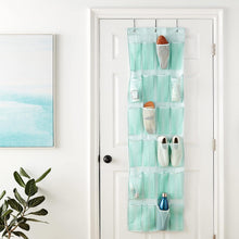 Carica l'immagine nel visualizzatore di Gallery, Amazon Basics Organizer da appendere alla porta, con 24 tasche, colore verde giada, 47 x 6.3 x 165 cm