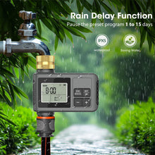 Carica l'immagine nel visualizzatore di Gallery, RIOGOO Timer per rubinetto da giardino esterno, timer per irrigatore programmabile con ritardo pioggia, irrigazione a go