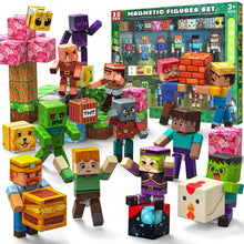 Carica l'immagine nel visualizzatore di Gallery, 36 Pezzi Figure Magnetiche e Blocchi Magnetici,12 Action Figure &amp; 24 Cubi Magnetici con Motivi da 2 cm,Articolazioni a 3
