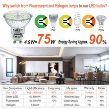 Carica l'immagine nel visualizzatore di Gallery, EACLL Lampadine LED GU10 4.9W Equivalente a Alogena 75W, Pacco da 10, 585lm 6000K Bianco Freddo, Faretti AC 230V senza S