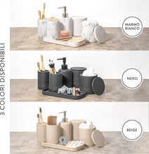 Carica l'immagine nel visualizzatore di Gallery, ZCCZ Set Bagno Accessori Completo 6 pezzi - Kit con Dispenser Sapone, Porta Spazzolino, Supporti Qtip, Bicchiere e Vassoio Vanità - Accessori Moderni per Bagno Elegante - Beige