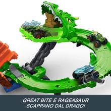 Carica l'immagine nel visualizzatore di Gallery, Hot Wheels Monster Trucks Sharks vs. Dinos Dragon Destruction