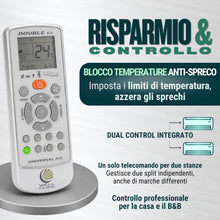 Carica l'immagine nel visualizzatore di Gallery, Wellclima Double E.S Telecomando Universale per Condizionatori Climatizzatori, Progettazione Italiana, Compatibile con 1
