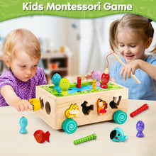 Carica l'immagine nel visualizzatore di Gallery, Giochi Montessori 2 Anni | 6 in 1 Magnetici di Pesca in Legno Abilità Motorie Giocattoli Educativi | Giochi per Bambini 