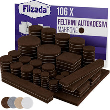 Carica l'immagine nel visualizzatore di Gallery, Filzada® 106x Feltrini per Sedie Rotondi e Quadrati Marrone - Autoadesivi