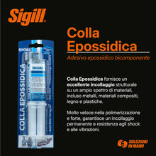 Carica l'immagine nel visualizzatore di Gallery, SIGILL, Colla Epossidica, Adesivo Epossidico Bicomponente (A+B) Super Resistente fino a -40°C e +80°C, Resistente ad Acq