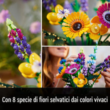 Carica l&#39;immagine nel visualizzatore di Gallery, LEGO 10313 Icons Bouquet Fiori Selvatici Finti con Papaveri e Lavanda Artificiali, Idee Regalo per Uomo o Donna, per Moglie o Marito, Botanical Collection, Modellismo e Hobby Creativi per Adulti