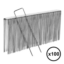 Carica l'immagine nel visualizzatore di Gallery, 100 graffette pacciamatura Acciaio galva Inossidabile, Altezza 17 cm Larghezza 3,5 cm Ø 3 mm – picchetto Fissaggio Pavim