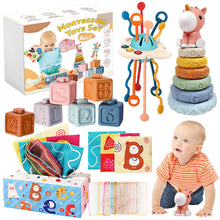 Carica l&#39;immagine nel visualizzatore di Gallery, Giochi Montessori 6 Mesi -3 Anni, 4 in 1 Giochi Bambini 1 Anno, Giochi Neonato 6-9 mesi, Sensoriali Giochi Montessori 6-12 Mesi, Giocattolo Impilabile, Giochi Natale Compleanno per Bambini