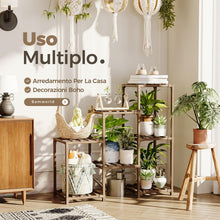 Carica l'immagine nel visualizzatore di Gallery, Supporto per piante da interno, mensola per piante in legno per esterni a più livelli, per più piante, 3 pneumatici, 7 s