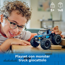 Carica l&#39;immagine nel visualizzatore di Gallery, LEGO City Monster Truck Blu, Giocattolo Fuoristrada Off-Road da Costruire, Giochi per Bambini e Bambine da 5 Anni in su con Costruzioni, Regalo Divertente con Minifigure del Pilota del Veicolo 60402