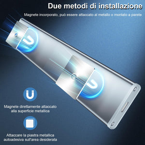 Luce LED Sottopensile Cucina Luci - Sensore Batteria Armadio Lampada Ricaricabile Magnetica Movimento Senza Fili Striscia Lampade Barra USB Interno Strisce Light Adesive Sotto Pensile Illuminazione