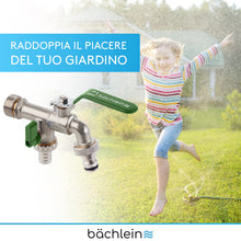 Carica l'immagine nel visualizzatore di Gallery, Bächlein Rubinetto Universale Doppio per il Giardino verde Inclusi 2 Raccordi per Tubi Flessibili - Valvola a Sfera di P
