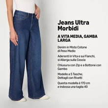 Carica l'immagine nel visualizzatore di Gallery, Amazon Essentials Jeans a Vita Media Ultra Morbidi a Gamba Larga Donna, Lavaggio Ombré Scuro, 50