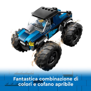 LEGO City Monster Truck Blu, Giocattolo Fuoristrada Off-Road da Costruire, Giochi per Bambini e Bambine da 5 Anni in su con Costruzioni, Regalo Divertente con Minifigure del Pilota del Veicolo 60402