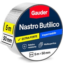 Carica l'immagine nel visualizzatore di Gallery, GAUDER Nastro butilico impermeabile adesivo - sigillante (50 mm x 5 m)