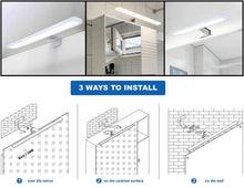Carica l'immagine nel visualizzatore di Gallery, 60cm LED Specchio Bagno 14W 3000K Luce Naturale 1400lm Mobile Bagno Illuminazione Cosmetica 3 Modi per Installare