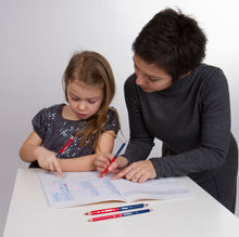 Carica l'immagine nel visualizzatore di Gallery, Kores - Twin Jumbo: Matita Bicolore Rosso e Blu per Bambini e Studenti, Mina Leggera e Forma Ergonomica Triangolare, Con