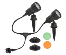 Carica l'immagine nel visualizzatore di Gallery, BRILONER - Set di 2 lampade da esterni con 2 lampadine LED GU10 3 W 250 lm, con filtro di colore arancione, verde, con p