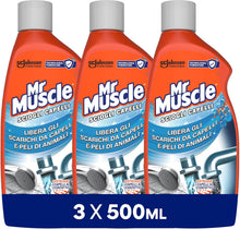 Carica l'immagine nel visualizzatore di Gallery, Mr Muscle Sciogli Capelli, Disgorgante Professionale Forte, 3 Pezzi x 500ml