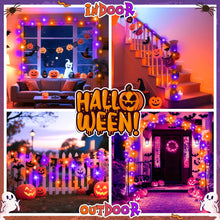 Carica l'immagine nel visualizzatore di Gallery, cshare Stringa Luci Decorazioni di Halloween, 6M 60LED Arancione-Viola USB/Batteria Catena Luminosa con Timer Impermeabi