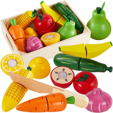 Carica l'immagine nel visualizzatore di Gallery, HERSITY Frutta e Verdura Giocattolo Legno Set di Cibo, Gioco Cucina Bambina