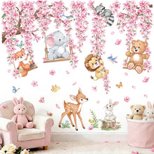 Carica l'immagine nel visualizzatore di Gallery, wondever Adesivi Murali Animali Foresta Ramo Albero Rosa Adesivi Parete