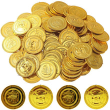 Carica l'immagine nel visualizzatore di Gallery, Binnan 100 Pezzi Plastica Gioco Denaro Gettoni, Monete Finte, Monete d'oro dei Pirati, Onete in Oro Pirata per Bambini i