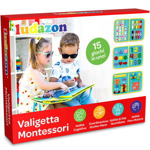 LUDAZON® Valigetta Montessori per lo Sviluppo delle Capacità Intellettive, Busy Board 1 2 3 4 5 Anni, Intrattiene per ore a Casa, al Ristorante, e in Viaggio. GUARDA IL VIDEO