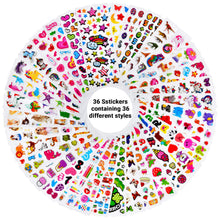 Carica l&#39;immagine nel visualizzatore di Gallery, Habett Adesivi per Bambini, 920+ Adesivi 3D Stickers per Puffy Adesivi per Regali Gratificanti Scrapbooking Inclusi Camion, Unicorno, Animali, Pesci, Dinosauri, Numeri, Frutta e Altro (36 Fogli)
