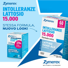Carica l'immagine nel visualizzatore di Gallery, Zymerex INTOLLERANZE LATTOSIO 15.000 | 60 compresse | Digestione | Lattasi 15000 ALU | Enzima Lattasi PURO | Confezione 