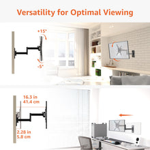 Carica l'immagine nel visualizzatore di Gallery, Amazon Basics, Supporto da Parete per TV Orientabile, Staffa Girevole e Inclinabile per TV o Monitor Piatti e Curvi da 1