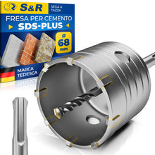 Carica l'immagine nel visualizzatore di Gallery, S&amp;R Fresa Sega a Tazza Carotatrice Muro Cemento Ø68x60mm SDS-Plus