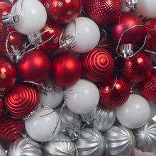 Carica l'immagine nel visualizzatore di Gallery, Relaxdays Palline di Natale, Set 103 Addobbi Natalizi in Plastica, Decorazioni per Albero in Vari Design, Rosso Bianco