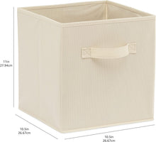 Carica l'immagine nel visualizzatore di Gallery, Amazon Basics Cubo/organizer portaoggetti pieghevole in tessuto, con maniglia, 26.67 x 26.67 x 27.94 cm, (confezione da 6), Beige, Tinta Unita