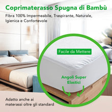 Carica l'immagine nel visualizzatore di Gallery, Coprimaterasso Una Piazza E Mezza 120 X 190 Impermeabile - Tessuto Spugna Di Bambù Naturale Super Morbido - Angoli Elastici Fino a 30 cm - Rinfrescante, Traspirante, Silenzioso, Antiacaro, Anallergico