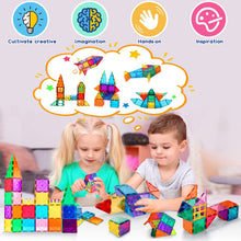 Carica l'immagine nel visualizzatore di Gallery, Blocchi di costruzione magnetici adatti per giocattoli per ragazzi e ragazze oltre 3 4 5 6 7 anni. Le piastrelle colorate migliorano la menta, educazione di compleanno creativo (costruzione magnetici)