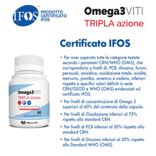 Carica l'immagine nel visualizzatore di Gallery, Omega3 Viti Tripla Azione, Integratore ad Alta Concentrazione di Omega-3 per Cuore, Cervello e Vista, Assunzione Giornal
