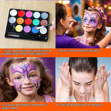 Carica l'immagine nel visualizzatore di Gallery, Kit Truccabimbi Halloween Face Painting 15 Colori Trucco Viso