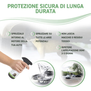 RepellShield Spray Repellente per Topi e Martore, 250ml - Alternativa a Ultrasuoni per Topi Auto - Spray Dissuasore per Topi da Soffitta, Cantina, Giardino - Protegge i Cavi dell’Auto dalle Martore