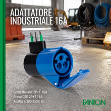 Carica l'immagine nel visualizzatore di Gallery, FANTON 78000-E Adattatore industriale, spina italiana 2P+T 16A, presa 2P+T 16A 200-250V 6h IP44