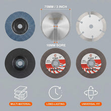 Carica l'immagine nel visualizzatore di Gallery, 6 Pezzi Dischi da Taglio 75mm per Mini Smerigliatrice Angolare, Foro 10mm, Set Lame per Metallo, Legno, Acciaio Inox, Pi
