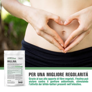 VITATIV Inulina da Cicoria in Polvere Pura 500g | Fibra Vegetale Prebiotica da Radici di Cicoria | ALTA QUALITA