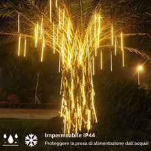 Carica l'immagine nel visualizzatore di Gallery, ODEETRONIC Luci Della Pioggia di Meteore Esterno, 240 LED 30cm 10 Tubi Natale Meteore Luce Impermeabile Doccia Pioggia L